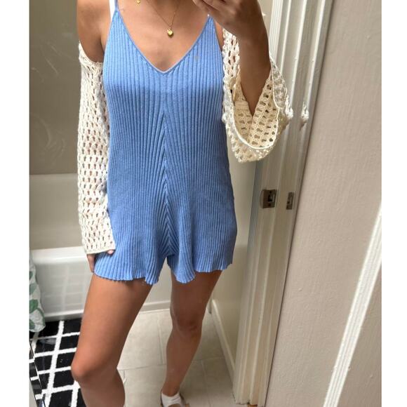 Free People Light Blue Playsuit Romper Size Large - Picture 1 of 9